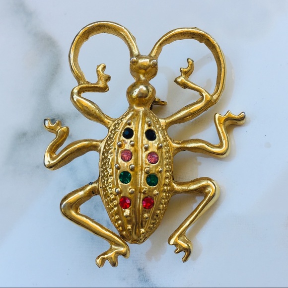 Gold beetle brooch Neiman Marcus vintage - Picture 2 of 5